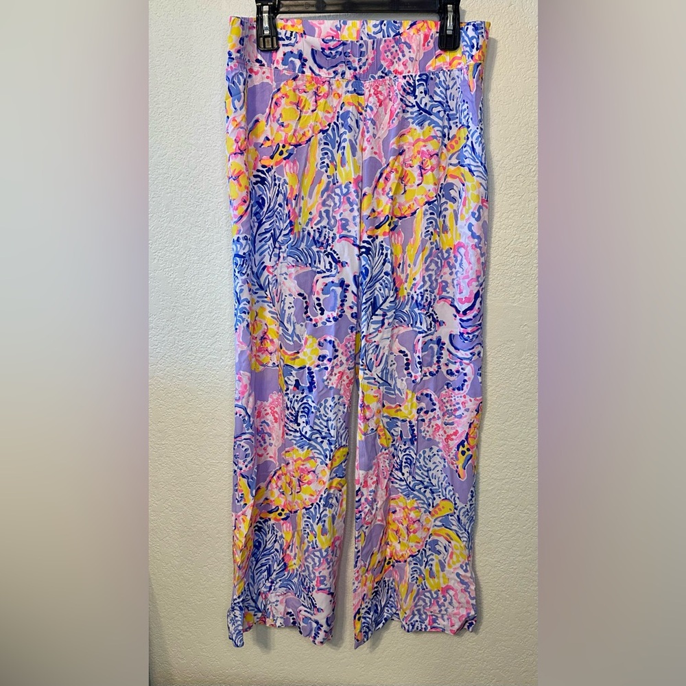 Lilly Pulitzer Bal Harbour Lilac Verbena So Snappy Pull-On Palazzo Pants Medium